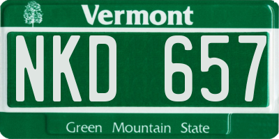 VT license plate NKD657
