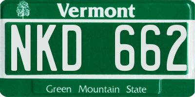VT license plate NKD662