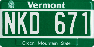 VT license plate NKD671