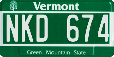 VT license plate NKD674