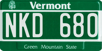 VT license plate NKD680