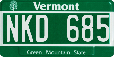 VT license plate NKD685