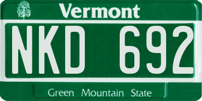VT license plate NKD692