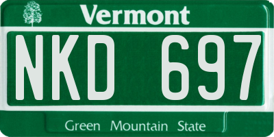 VT license plate NKD697