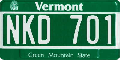 VT license plate NKD701