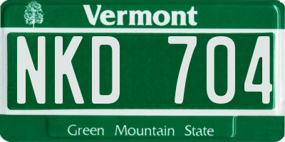 VT license plate NKD704