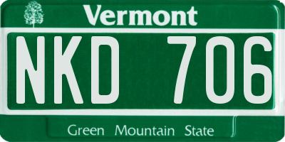 VT license plate NKD706