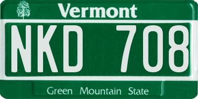 VT license plate NKD708