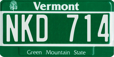 VT license plate NKD714