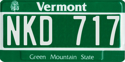 VT license plate NKD717