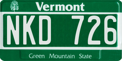 VT license plate NKD726