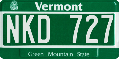 VT license plate NKD727