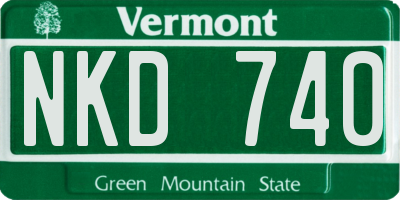 VT license plate NKD740