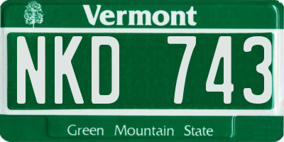 VT license plate NKD743