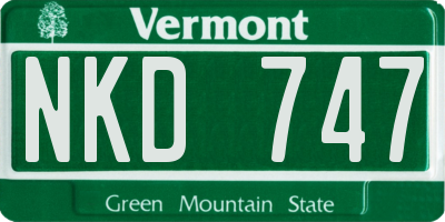VT license plate NKD747
