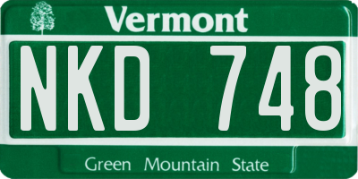 VT license plate NKD748