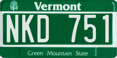 VT license plate NKD751