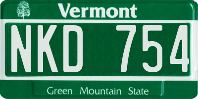 VT license plate NKD754
