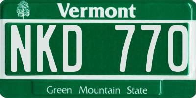 VT license plate NKD770