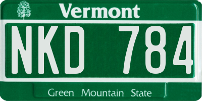 VT license plate NKD784