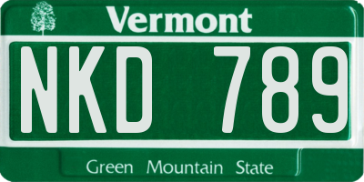 VT license plate NKD789