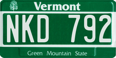 VT license plate NKD792