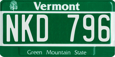 VT license plate NKD796