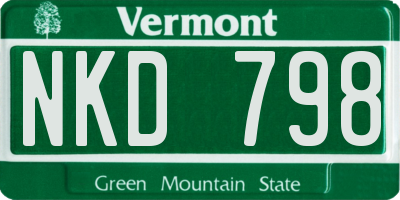 VT license plate NKD798