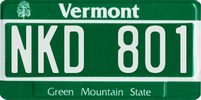 VT license plate NKD801