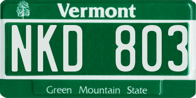 VT license plate NKD803