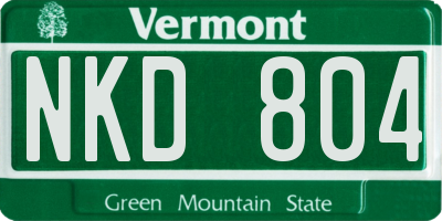 VT license plate NKD804