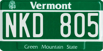 VT license plate NKD805