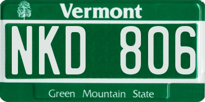 VT license plate NKD806