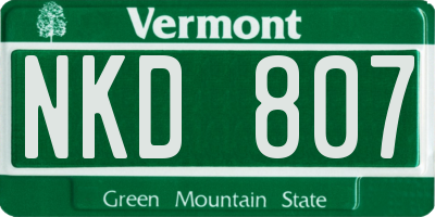 VT license plate NKD807