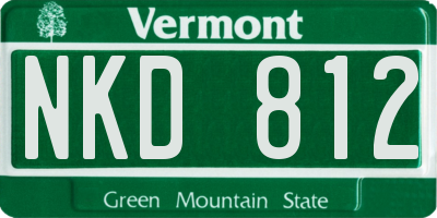 VT license plate NKD812