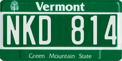 VT license plate NKD814