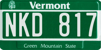 VT license plate NKD817