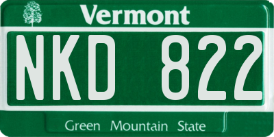 VT license plate NKD822