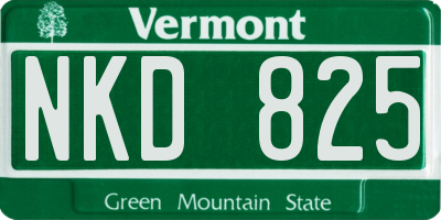 VT license plate NKD825