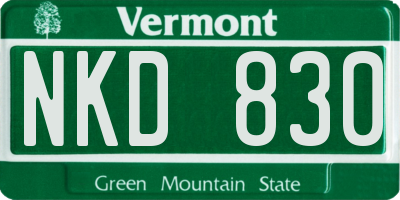VT license plate NKD830