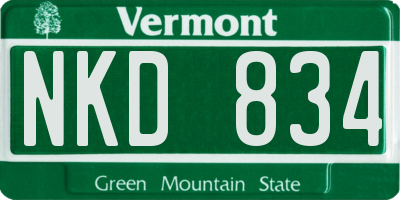 VT license plate NKD834