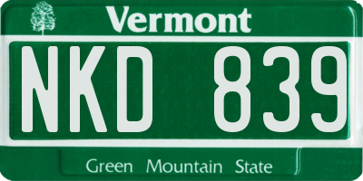 VT license plate NKD839