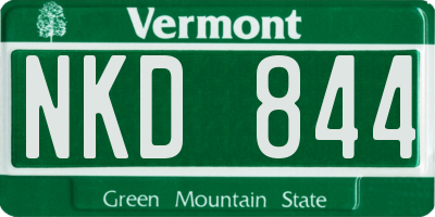 VT license plate NKD844