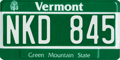 VT license plate NKD845