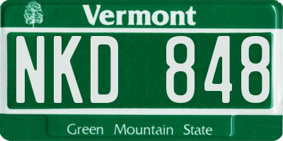 VT license plate NKD848