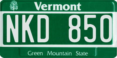 VT license plate NKD850