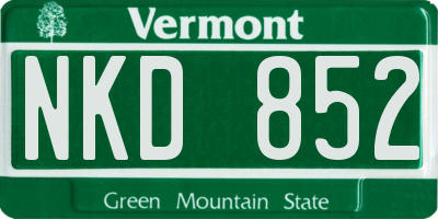 VT license plate NKD852