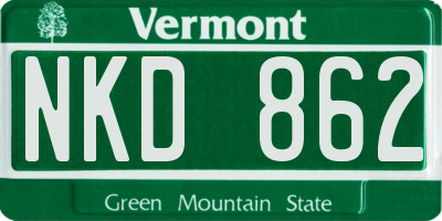 VT license plate NKD862