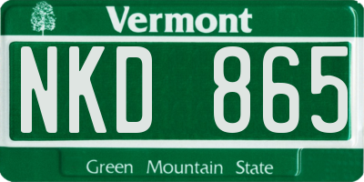 VT license plate NKD865