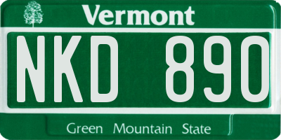 VT license plate NKD890